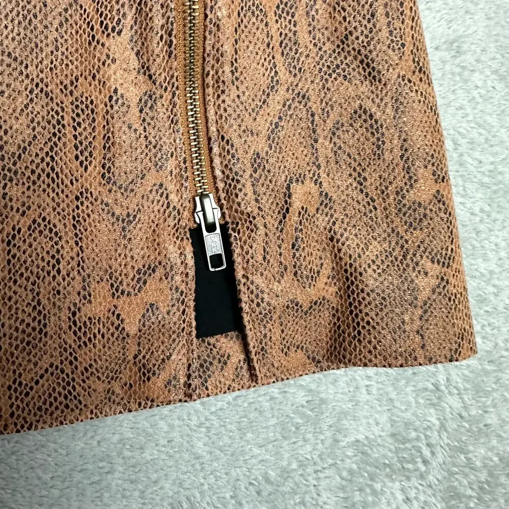 Free People‎ Size 2 Womens Tan Brown Midnight Magic Mini Skirt Snake Print